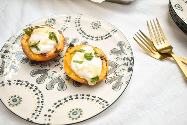 The Easiest Grilled Peaches with Honey Ricotta