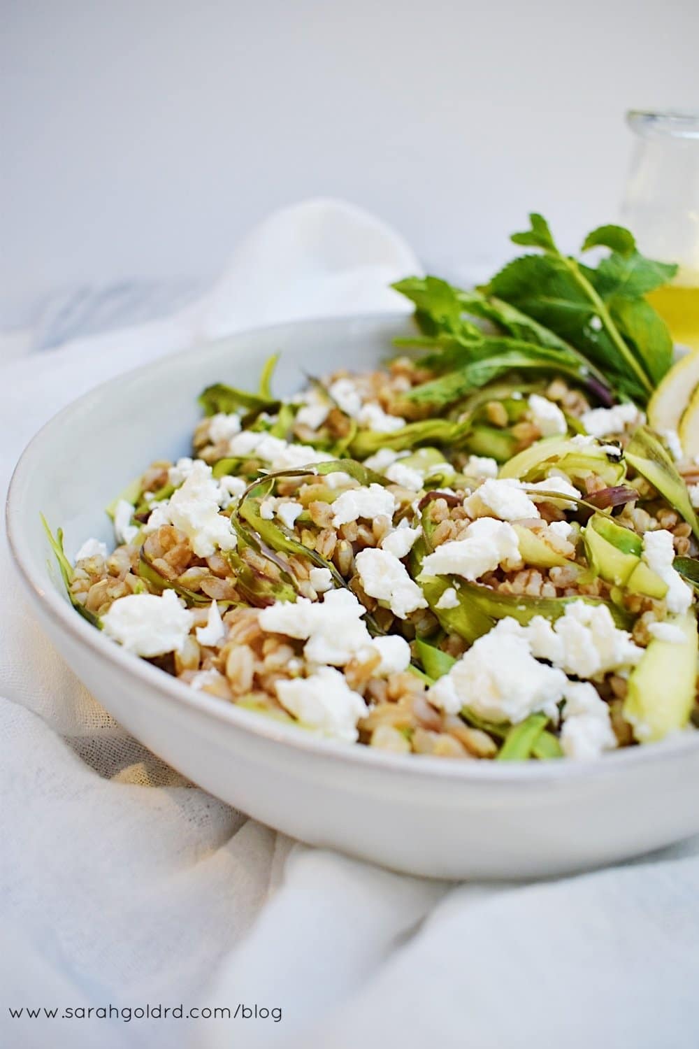 Lemony Asparagus and Farro Salad with Feta