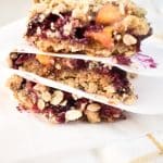 Celebrate summer with these blueberry-peach crumble bars. Packed with fruit, chia seeds, oats, whole wheat flour, and not a lot of added sugar, they are perfect for an anytime dessert or even an afternoon snack when you’re craving a little something sweet.