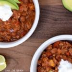 This chili is comfort food at it’s best – warming and filling, yet it doesn’t weigh you down. Perfect after a long day on the slopes or while you’re watching the big game. Smokey and spicy with a hint of sweetness to balance it all out; it will soon be a regular in your winter dinner rotation.