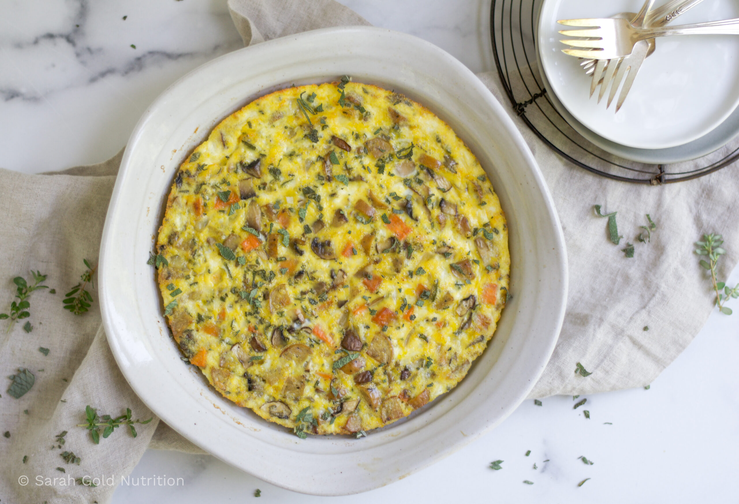 overhead shot of cottage cheese egg bake